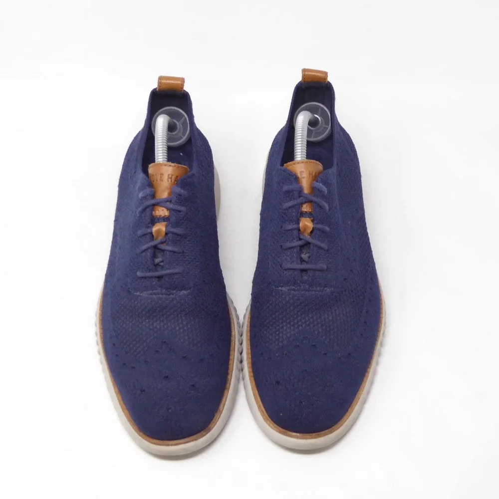 Cole Haan Mens 2.ZEROGRAND Stitchlite Oxford Shoes Navy Blue Knit C27569 Size 9